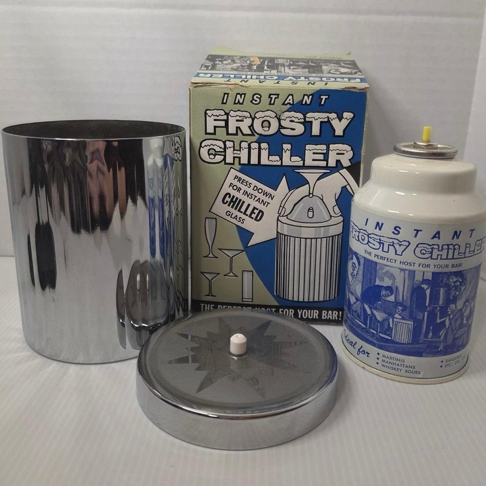 Instant Frosty Chiller Cocktail Glass Chiller Set w Box Vintage